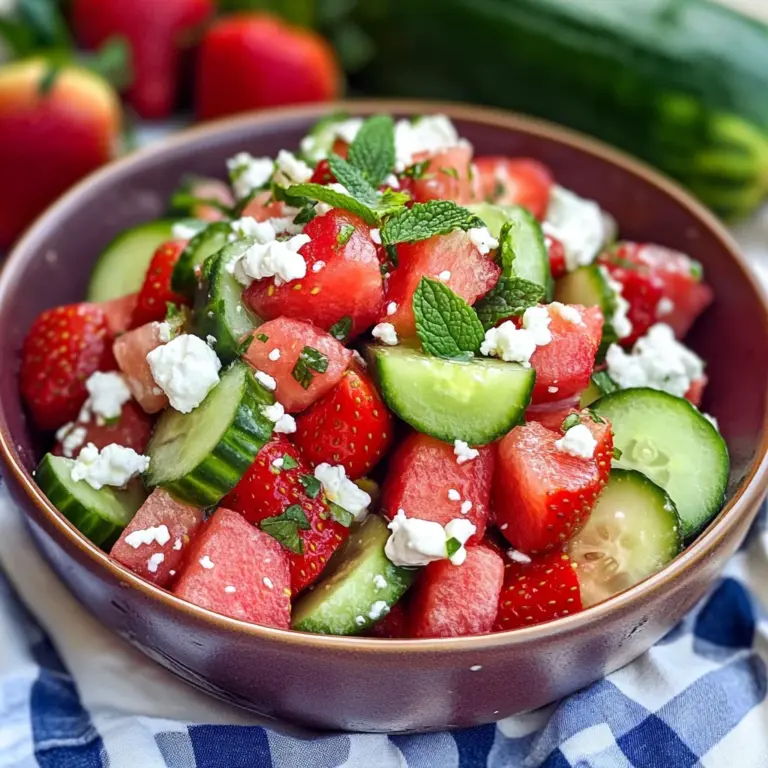 Cucumber Watermelon Strawberry Salad