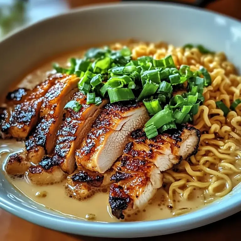 Fiery Chicken Ramen with Creamy Garlic Sauce