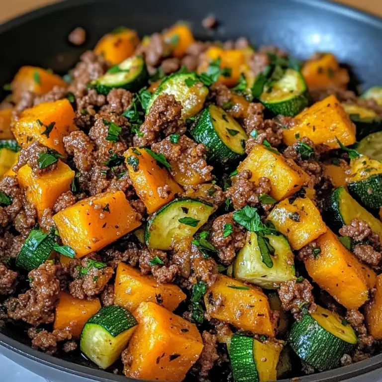 Ground Beef Zucchini Sweet Potato Skillet