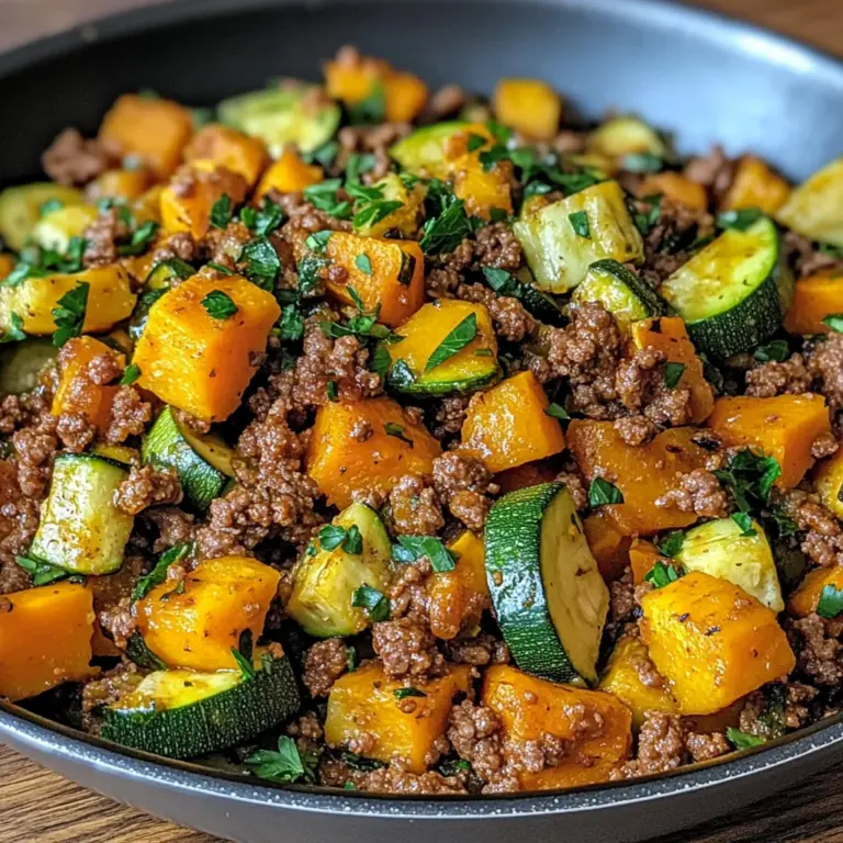 Ground Beef Zucchini Sweet Potato Skillet