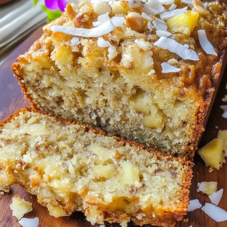 Hawaiian Banana Bread with Pineapple, Coconut & Macadamia Nuts