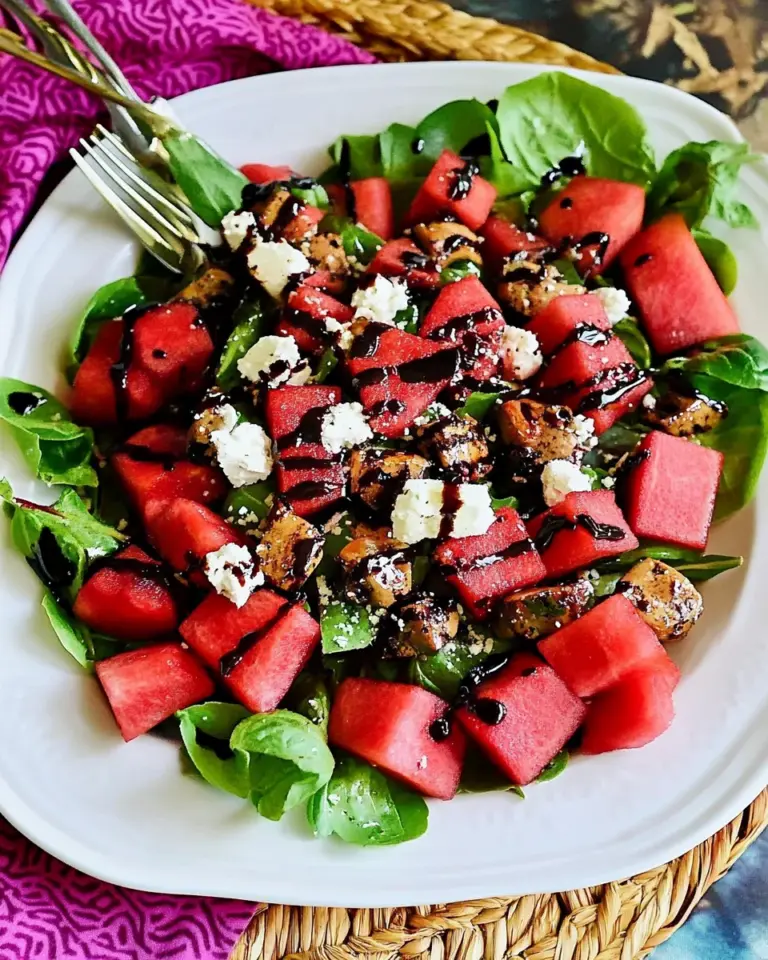 Incredible Watermelon Salad with Balsamic Glaze