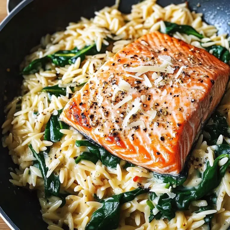One Skillet Salmon with Lemon Orzo