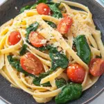 Pasta with Tomatoes and Spinach.