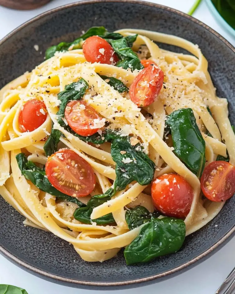 Pasta with Tomatoes and Spinach.