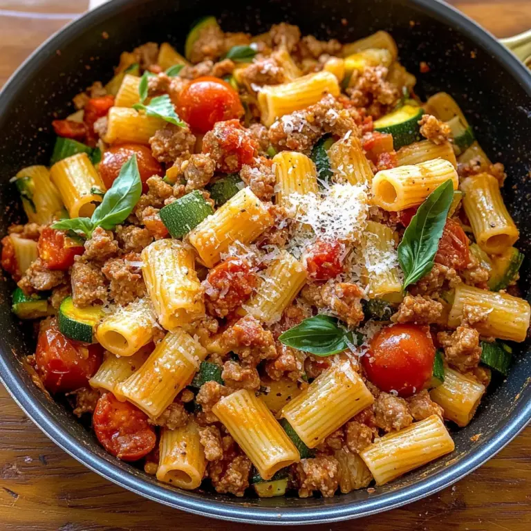 Rigatoni with Sausage, Tomatoes, and Zucchini