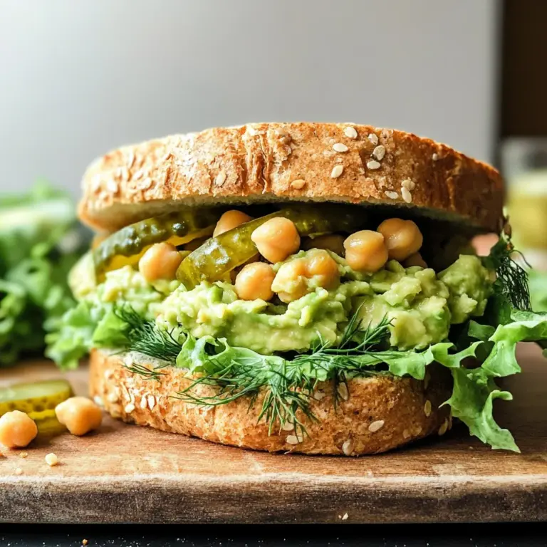 Smashed Chickpea Avocado Dill Pickle Sandwiches