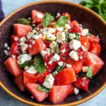 Watermelon Salad With Strawberries & Honey Lime Dressing