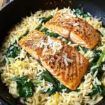 One Skillet Salmon with Lemon Orzo