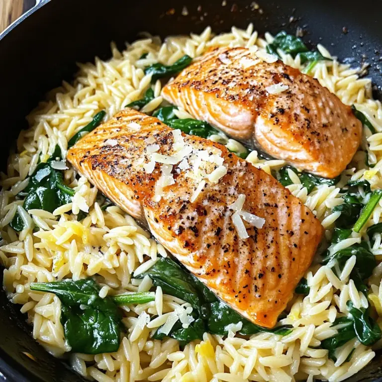 One Skillet Salmon with Lemon Orzo