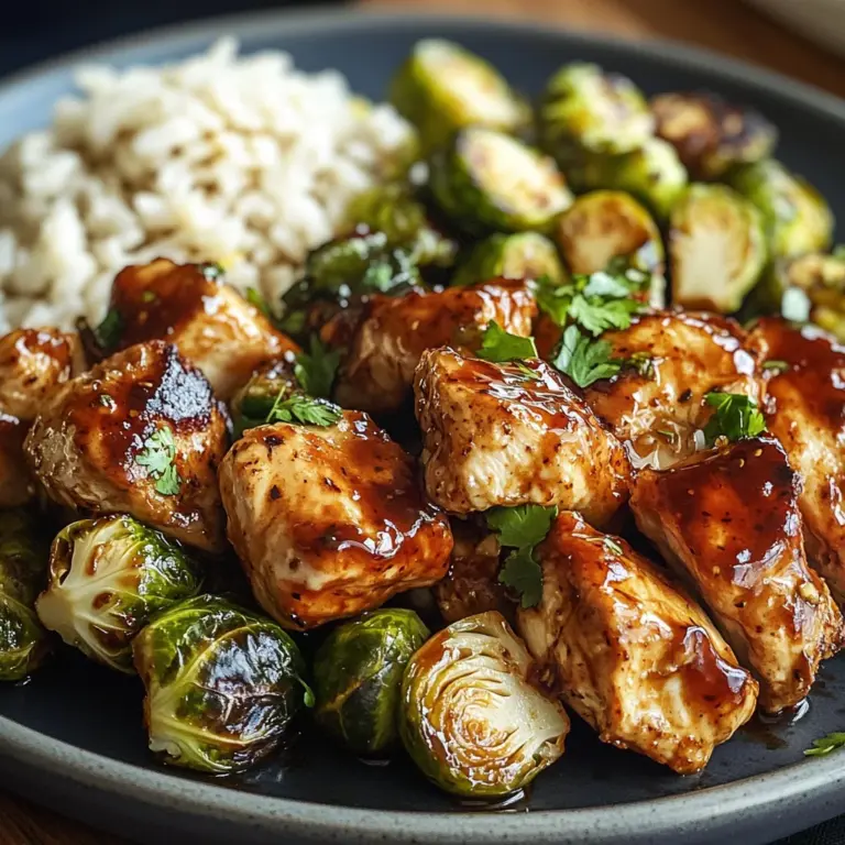 Air Fryer Sweet Chili Chicken and Brussels Sprouts