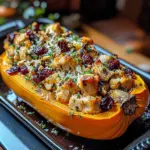 Sweet and Savory Honey Roasted Butternut Squash Stuffed with Chicken