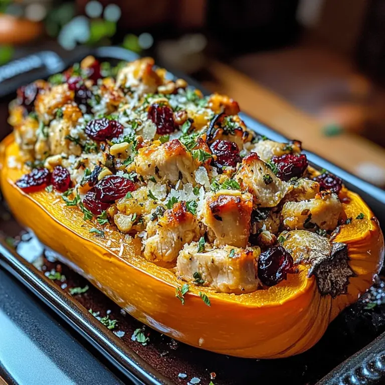 Sweet and Savory Honey Roasted Butternut Squash Stuffed with Chicken